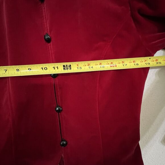 Vintage Saint Laurent Rive Gauche Women’s Velvet Tylorean Jacket Size 40 Red - Picture 7 of 8
